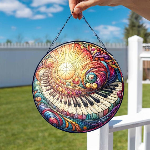 音楽教師用サンキャッチャーガラス、音楽愛好家へのギフト、ト音記号