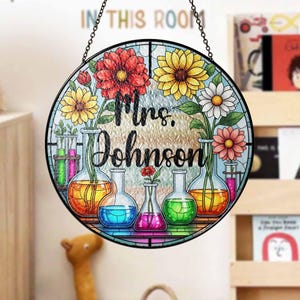 Custom Teacher Stained Glass Suncatcher, Teacher Appreciation Gift From Student, Back To School Gift, Teacher Gift, Classroom Decor
