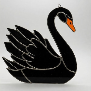 Digital Download Black Swan Stained Glass PATTERN, Black Swan Stained Glass, Hobby License Download, Stained Glass Decor