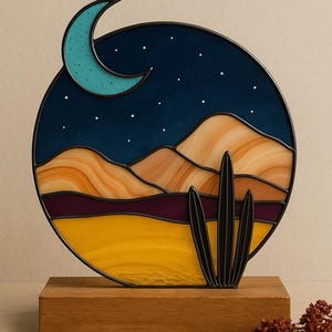 Desert Sunset Stained Glass Suncatcher Pattern (PDF Digital Download)