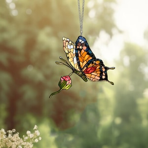 Monarch Butterfly Acrylic Window Hanging: Mica Flower Art