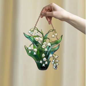 Suncatcher Lily of valley, Flowers Acrylic Window Hanging Art Decoration, Lily of valley, Suncatcher Ornament, Gift for her,Home decoration image 2