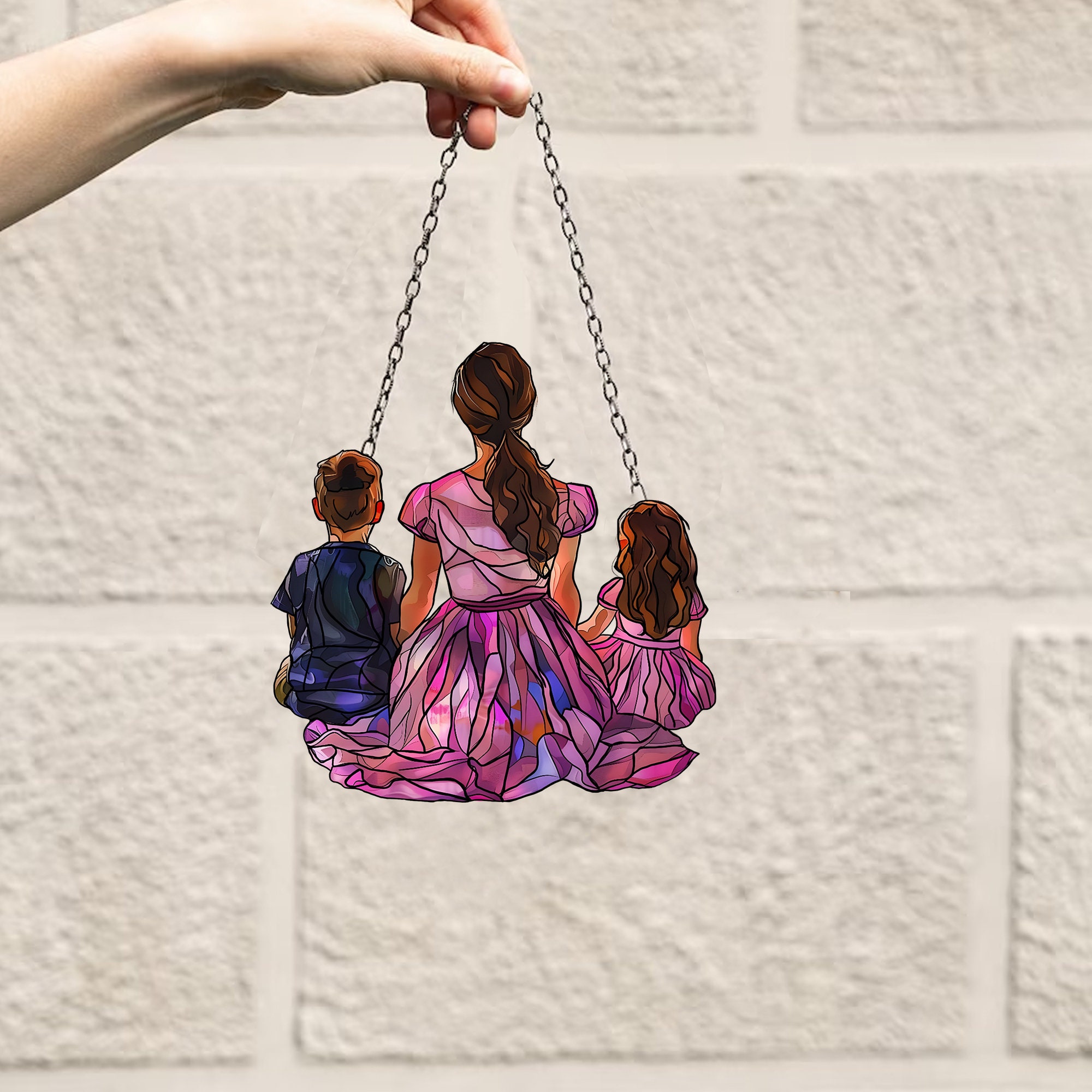 Mom Hold Us All Suncatcher Ornament, Personalized Window Hanging