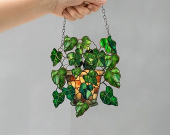 Suncatcher English Ivy leaves, Flowers Acrylic Window Hanging Art Decoration, Monstera plant, Suncatcher Ornament, Gift for her, Mom gift