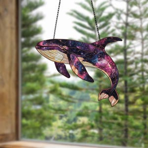 Whale Shark Window Decor, acrylic ocean mysterious, window hangings, Whale Galaxy artwork, Ornament gift for her, House decor