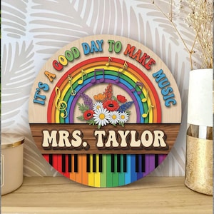Music Teacher 3D Door Hanger, Custom Music Teacher Door Hanger, Piano Teacher Gift, Music Name Sign, Music Classroom Door Sign