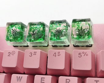 Happy Leaf for Smoke lover Artisan Keycap! Perfect gift for cannabiss, 420, weed, marijuana lover. Resin Handmade Keycap for Cherry MX