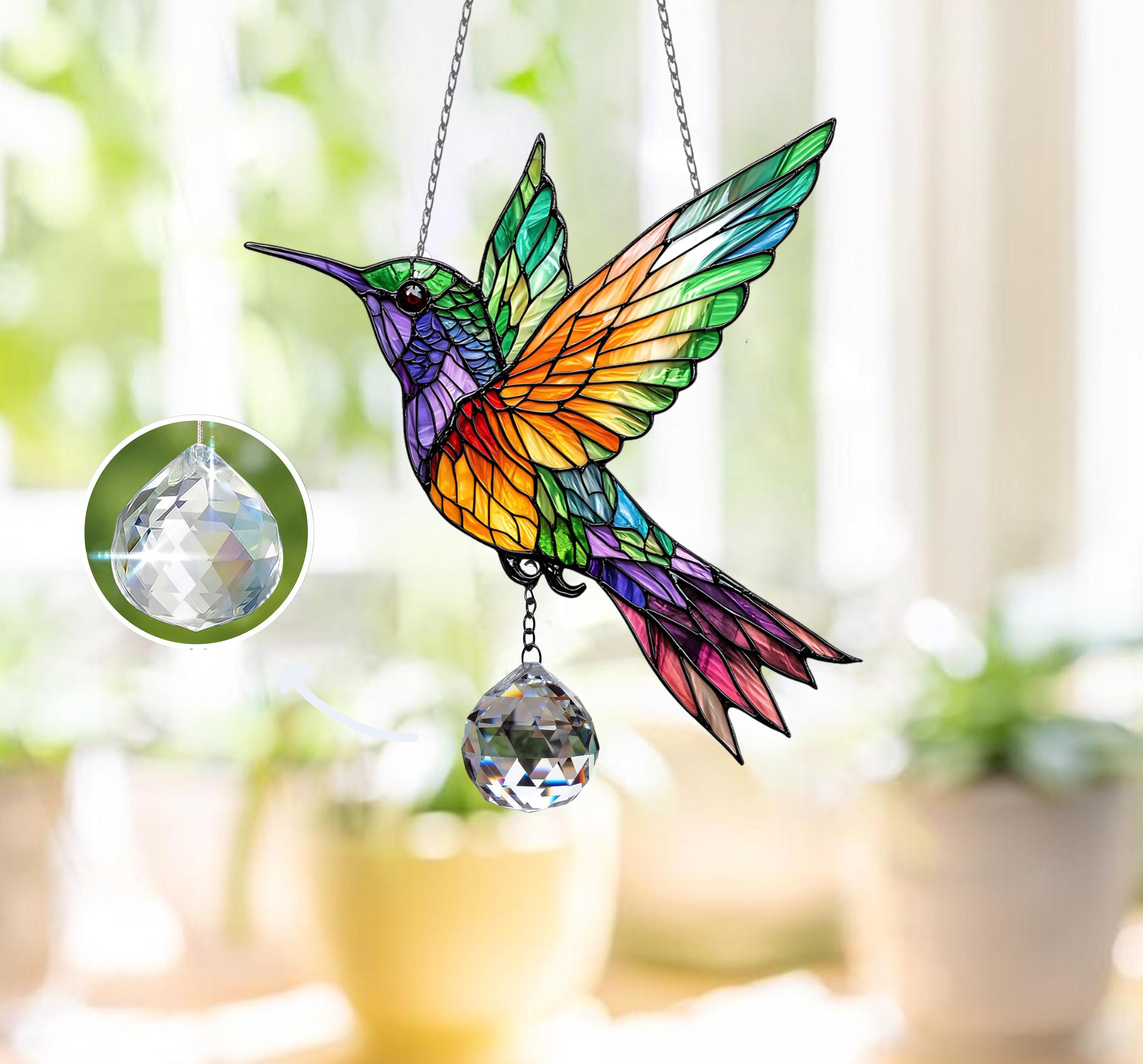 ハチドリのクリスタルサンキャッチャー：アクリル窓用吊り下げ - Etsy 日本