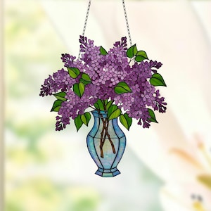 Ramo de lilas acrílico para ventana: decoración floral para el hogar