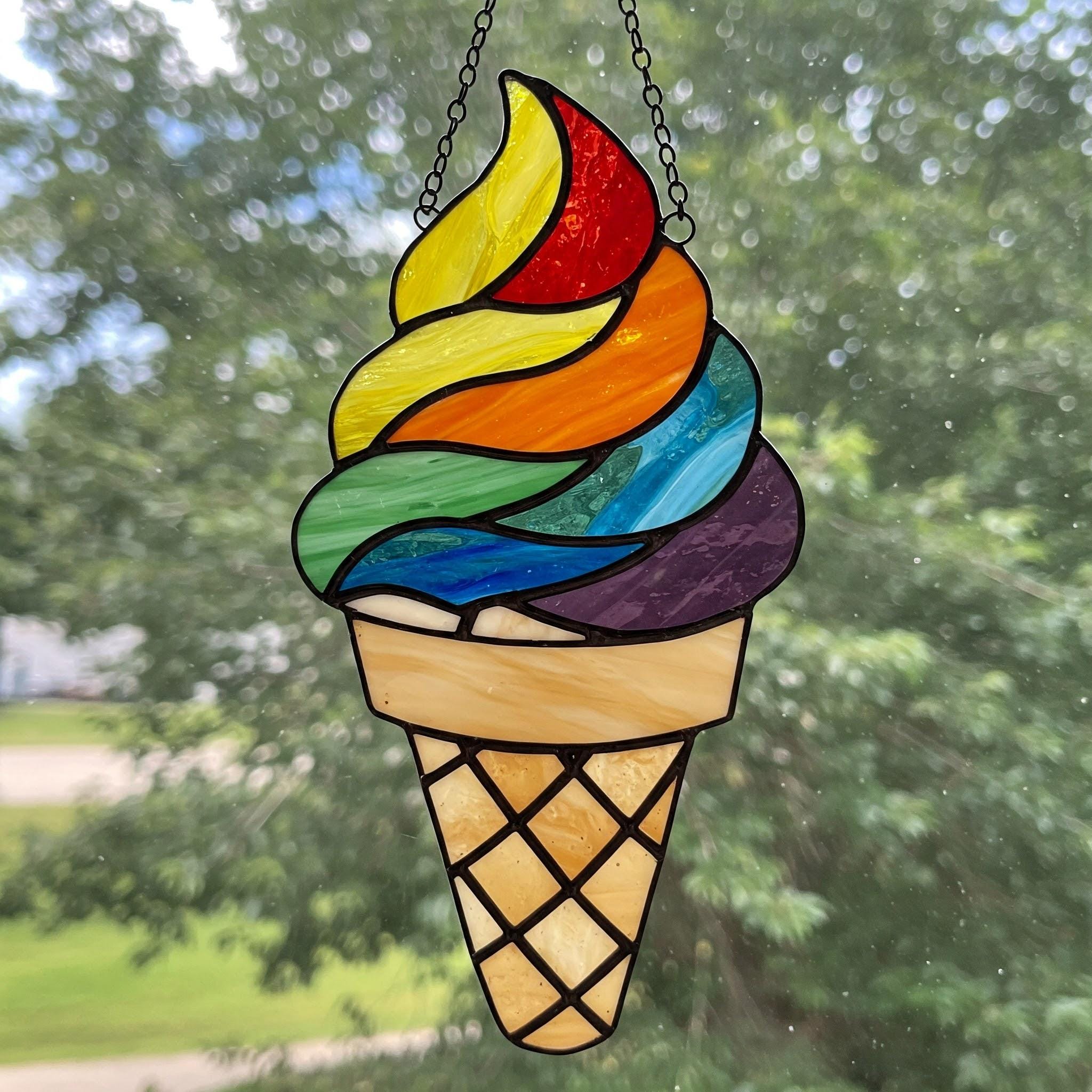 Rainbow Ice Cream Stained Glass Pattern (digital Download) - Etsy
