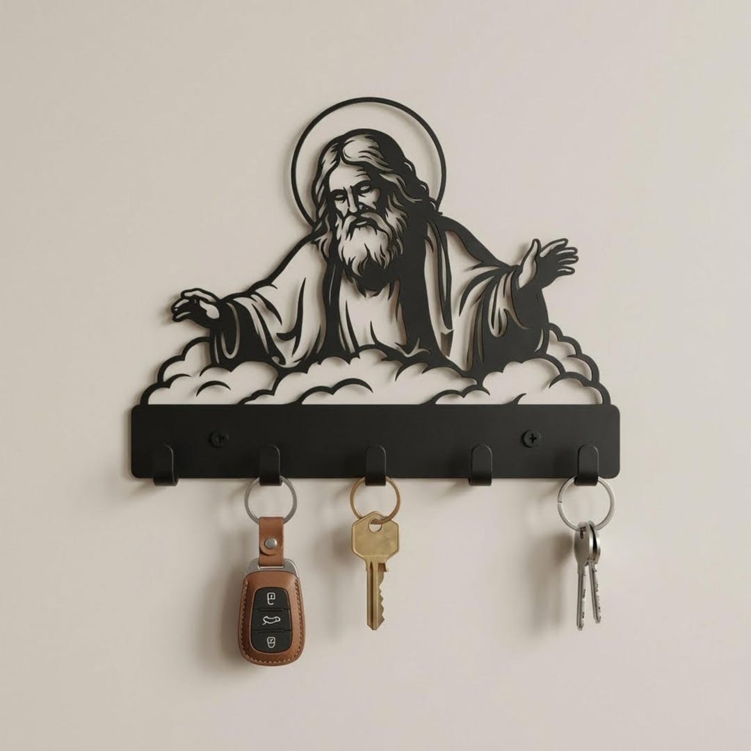 Jesus Metal Key Holder – Religious Wall Decor, Entryway Organizer ...