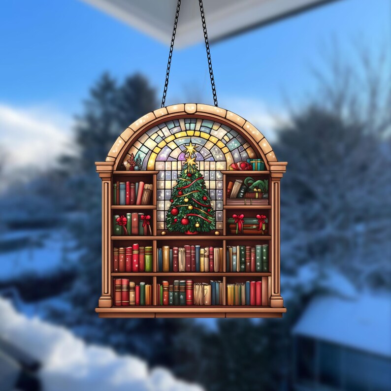 Buy Christmas Library Window Decor, Christmas Bookish Acrylic Window