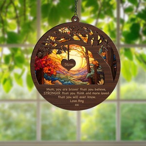 Personalized Memorial Suncatcher: Acrylic & Wood, Loss of Mom Gift