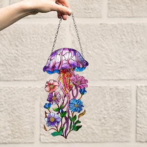 Jellyfish window hanging, Mica Jellyfish, Acrylic Wall Window Hanging Art Decoration, Ocean decor Ornament, animal love, Housewarming gift