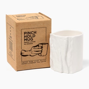 Pinch Hold Mug - Limited Bone China Edition | Hand Made | Rock Climbing Mug | Perfect Gift For Climbers | 12oz - Translucent | Coffee Mug