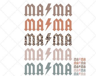 Rock N Roll Mama PNG: Fuente AC/DC, diseño musical (descarga digital)