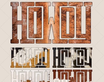 Howdy Western T-shirtdesign: Kotryck PNG-paket (digital nedladdning)