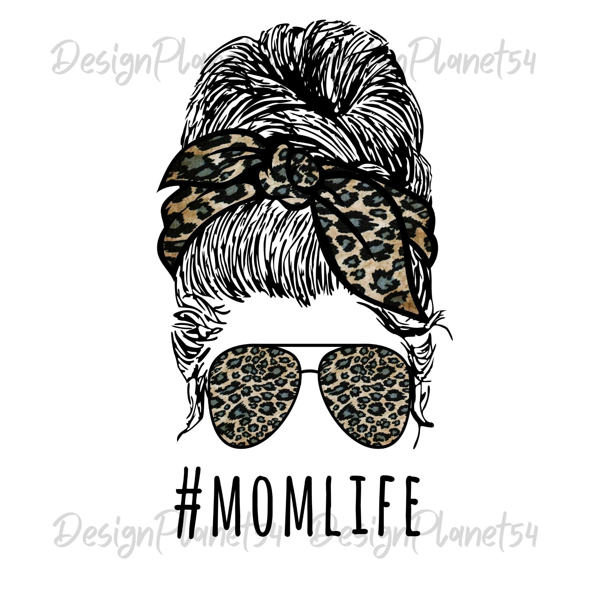 Mom life Mom Png Leopard Headband Messy Bun Digital | Etsy