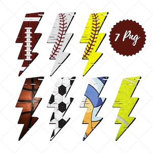 Lightning Bolt Sports PNG Bundle: Game Day Sublimation (Digital Download)
