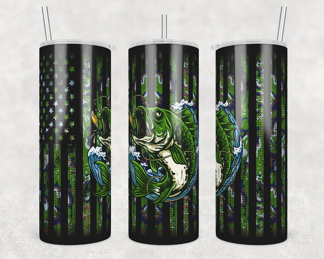Camo Fishing 20oz Skinny Tumbler Png Camo American Flag - Etsy