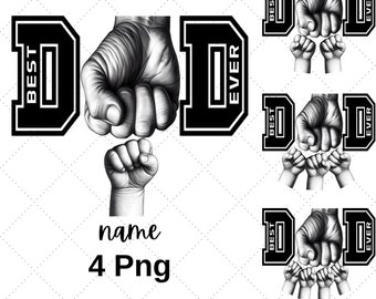 Father's Day Fist Bump PNG Bundle, Personalized Dad Gift (4 PNG File)