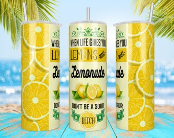 Lemonade Tumbler Png: 20 Unzen Skinny Sublimationsdesign (Digitaler Download)
