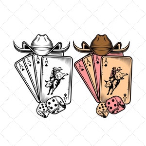 Rodeo Playing Cards Png, Western Shirt Png, Sublimazione Cowboy e Cowgirl, Western Hat e Bull Horns Download digitale, Incisivo, Ranch Png