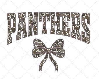 Panthers Camo Mascot PNG: Retro Varsity Design (Digital Download)