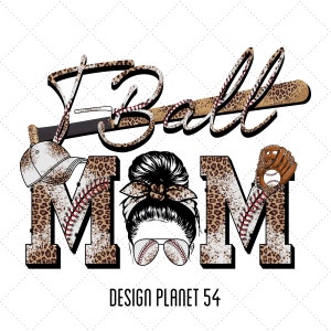 T-ball Mom Leopard PNG: Baseball Sublimation Design (Digital Download)