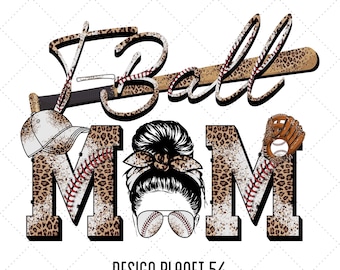 T-ball Mom Leopard PNG: Baseball Sublimation Design (Digital Download)