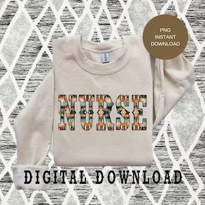 Aztec Nurse PNG Digital download, Distressed Western Sublimation png, Nurse Cowboy Font, Grunge Aztec pattern, New Design