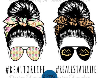 Realtor Life Messy Bun PNG: Real Estate Sublimation (Digital Download)