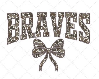 Mascota de camuflaje de los Bravos PNG: Diseño de camiseta del equipo con efecto desgastado retro (descarga digital)