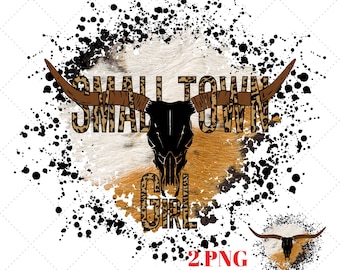 Small Town Girl PNG: Leopard Cowhide Bull Skull (Digital Download)
