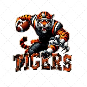 Tiger Football Png, Tiger Maskottchen Sublimation, Tiger Schule Geist T-Shirt png, Tiger Logo, digitale Sublimation Download