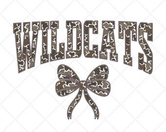 Wildcats Camo PNG: Retro Varsity Mascot, School Spirit Shirt (Digital Download)