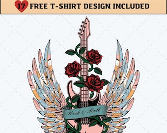 Rock and roll-gitarr PNG: Musiksublimeringsdesign (digital nedladdning)