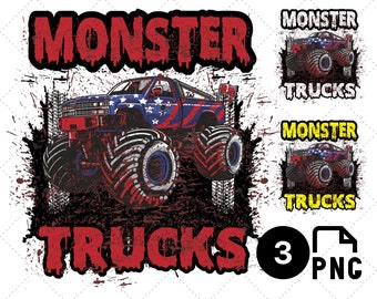 Monster Truck Adventure PNG: Off-Road Sublimation (Digital Download)