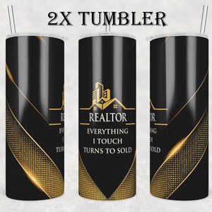 Realtor Gold Glitter Tumbler Wrap: Real Estate Agent PNG (Digital Download)