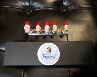 Red and White Press On Nails: Gel Coated Full Tips