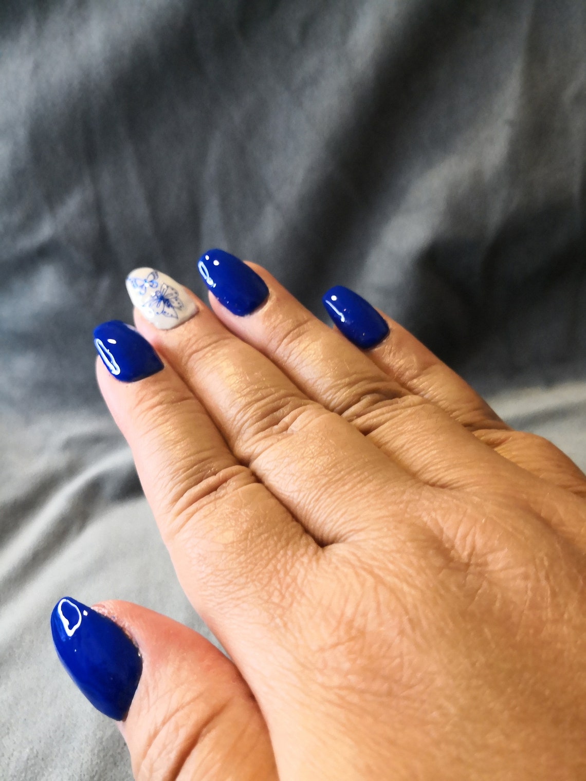 Blue And White Press On Nails Blue and White Press on Nails Butterfly Art Nails Blue Press - Etsy Israel