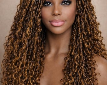 フルレースカーリークロシェゴッデスロックスウィッグ：グルーレスボヘミアンスタイル