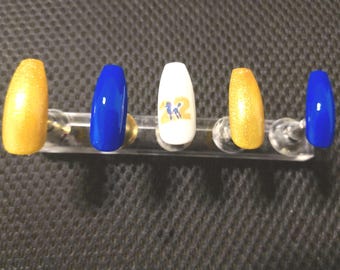 Blue and Gold Press On Nails: Royal Style