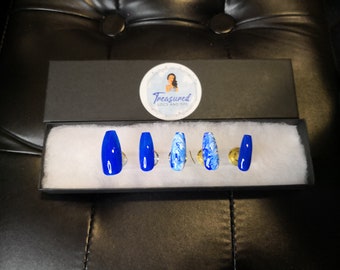 Blue Marble Art Press On Nails: Sorority Style