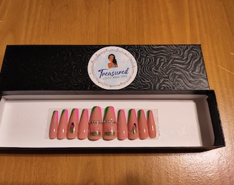 Ongles à presser scintillants roses : ongles verts de la sororité