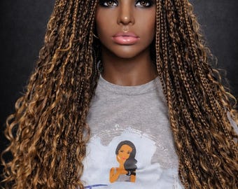 ゴッデスボックスブレイドレースフロントウィッグ：4x4クロージャー