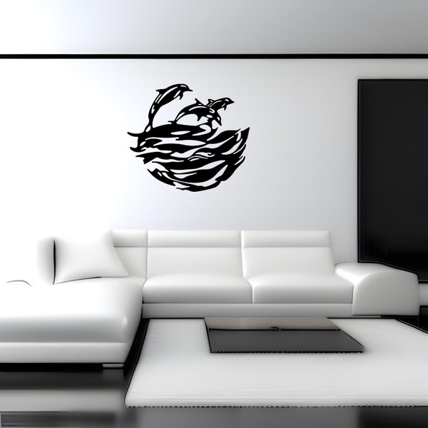 Dolphins Metal Wall Art | Fish Swimming Metal Sign| Housewarming Gift | Wall Sign| Custom Metal Wall Art| Fish Metal Art| Metal Dolphin Sign