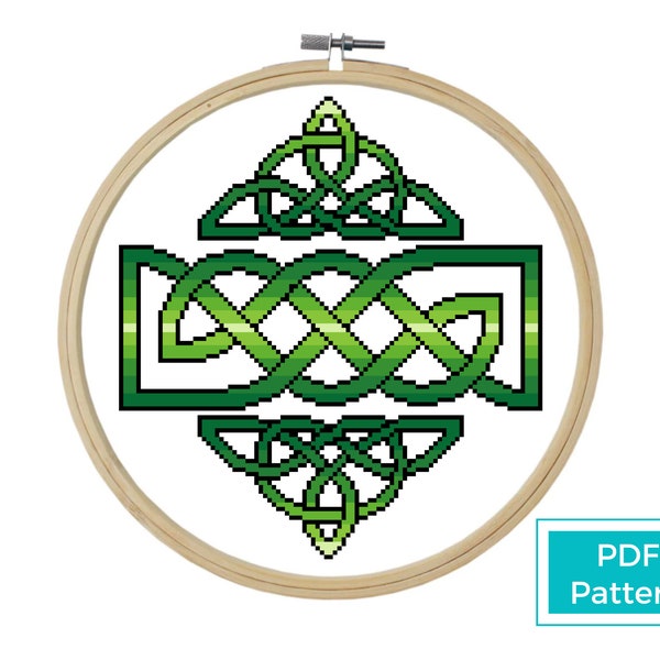 Celtic Knot Cross Stitch Pattern. St Patrick's Day Cross Stitch Border. Counted Cross Stitch Chart. Simple PDF Pattern. Digital Download.
