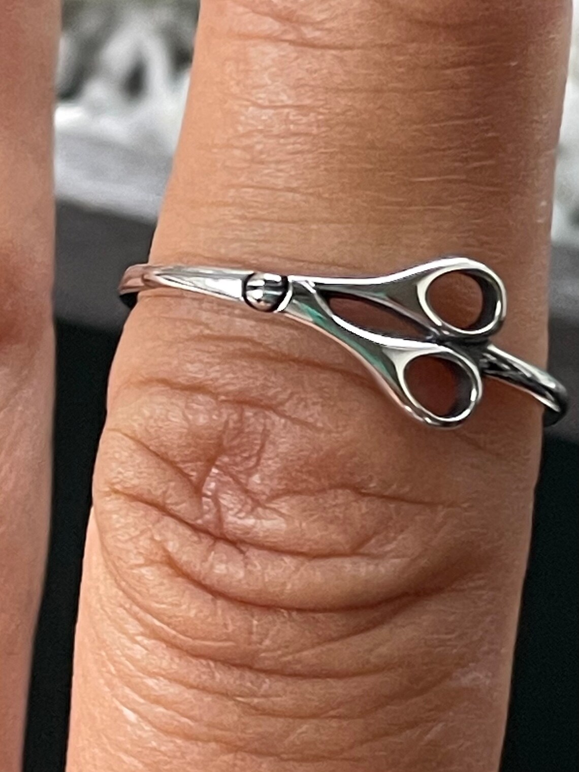 Sterling Silver Scissors Band Ring Etsy UK