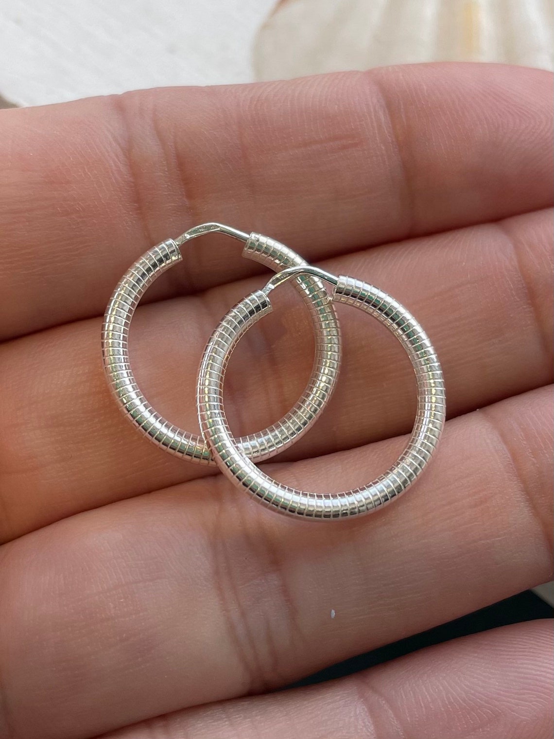 Sterling Silver Continuous Tube Hoop Earrings Etsy